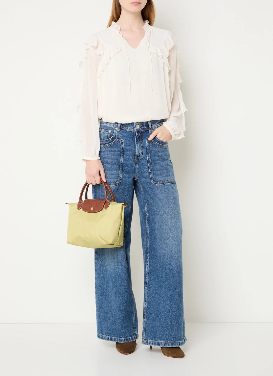 Longchamp Le Pliage Original handtas S met leren details