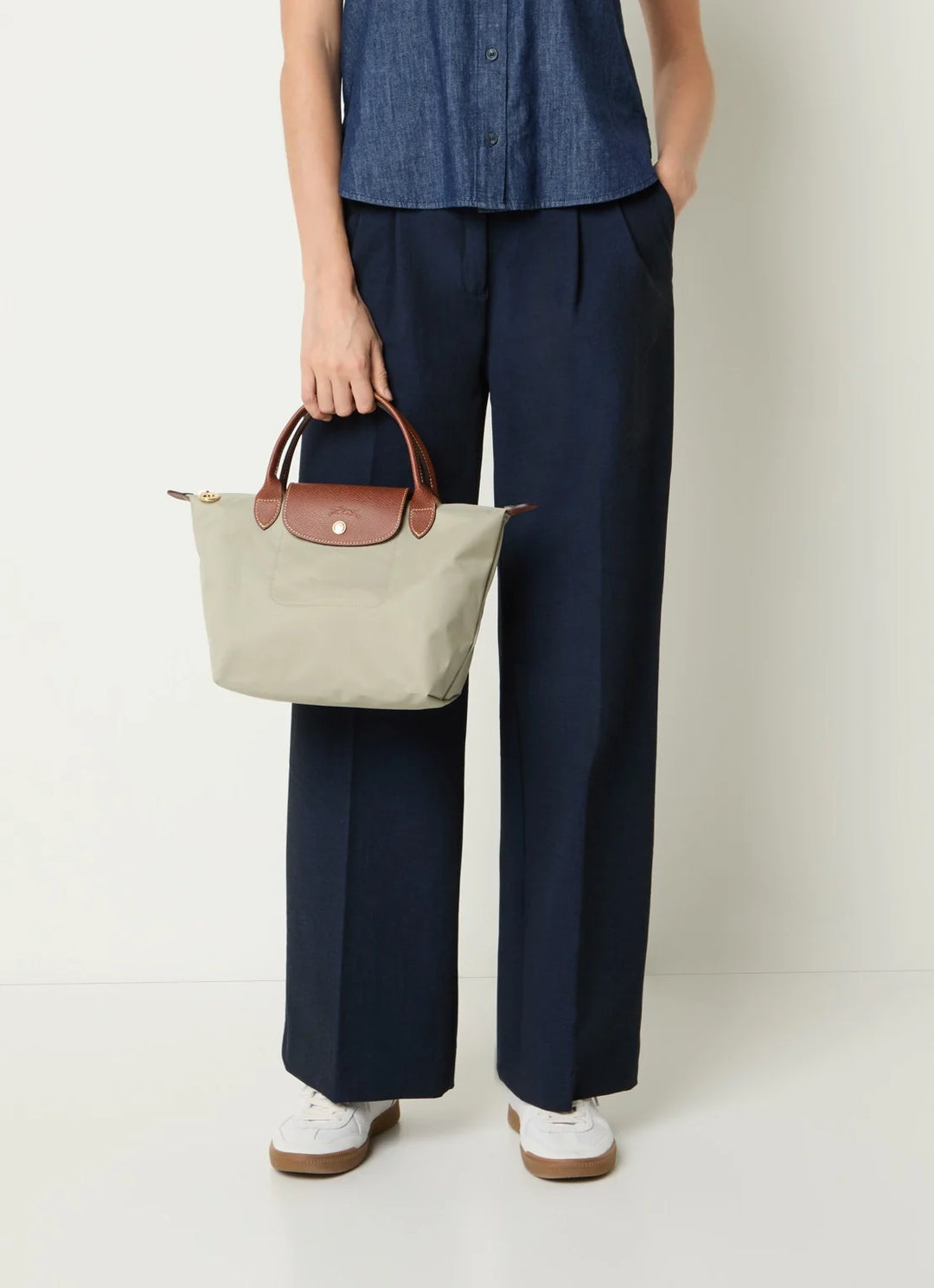 Longchamp Le Pliage Original handtas S met leren details (Copy)