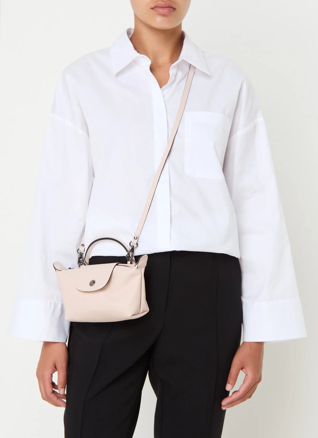 Longchamp Le Pliage Xtra handtas XS van leer met afneembare schouderriem