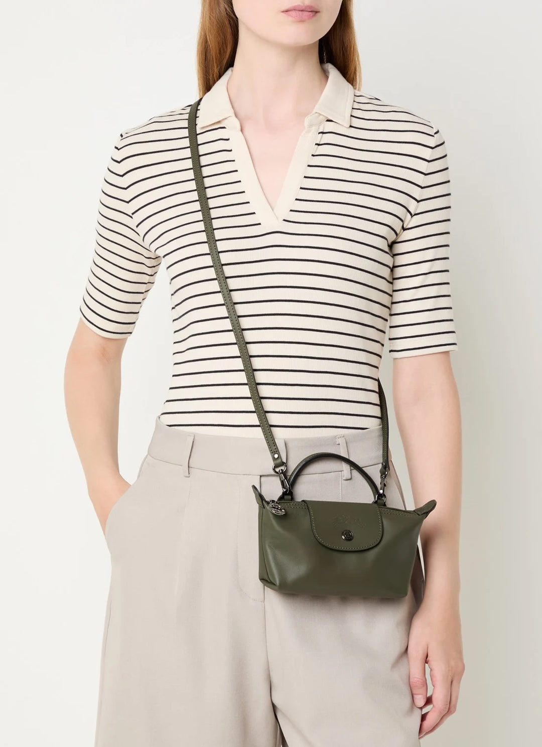 Longchamp Le Pliage Xtra handtas XS van leer met afneembare schouderriem