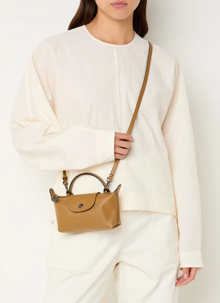 Longchamp Le Pliage Xtra handtas XS van leer met afneembare schouderriem