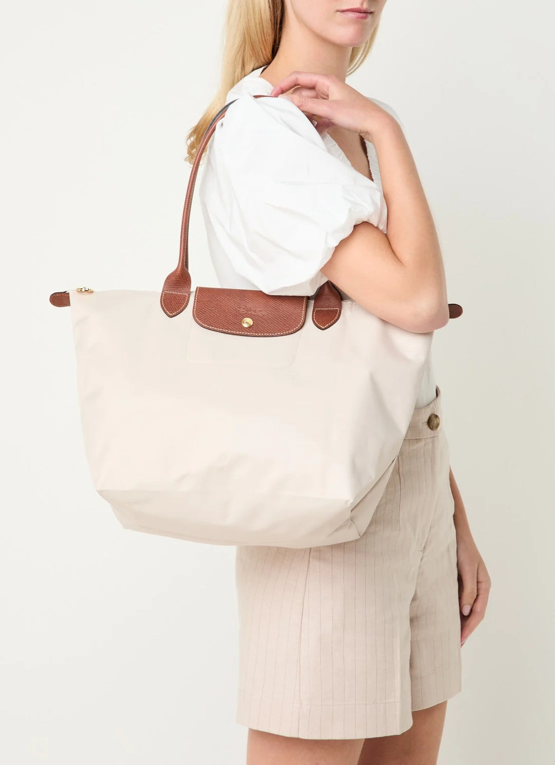 Longchamp Le Pliage Original schoudertas L met leren details