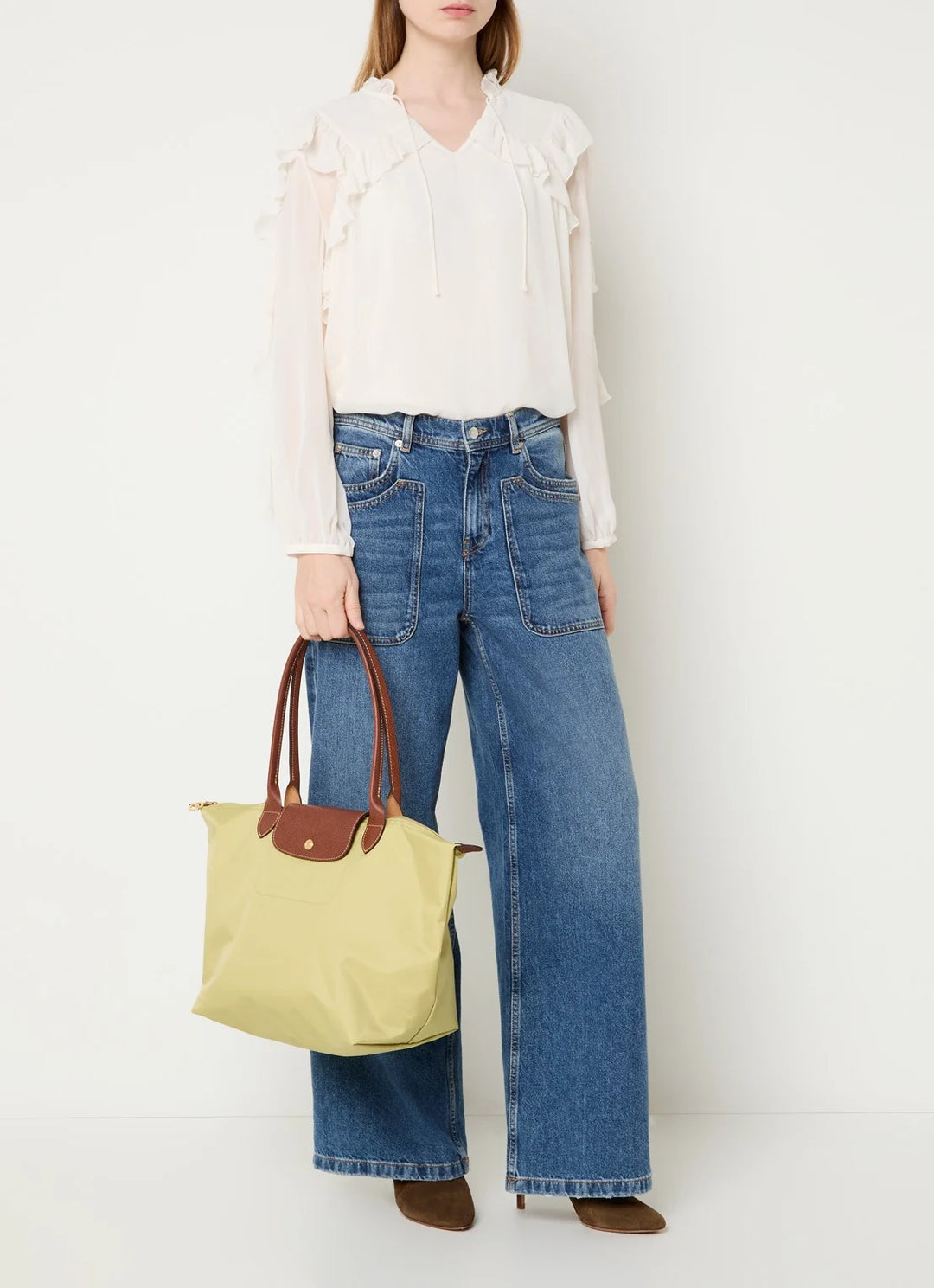 Longchamp Le Pliage Original schoudertas L met leren details