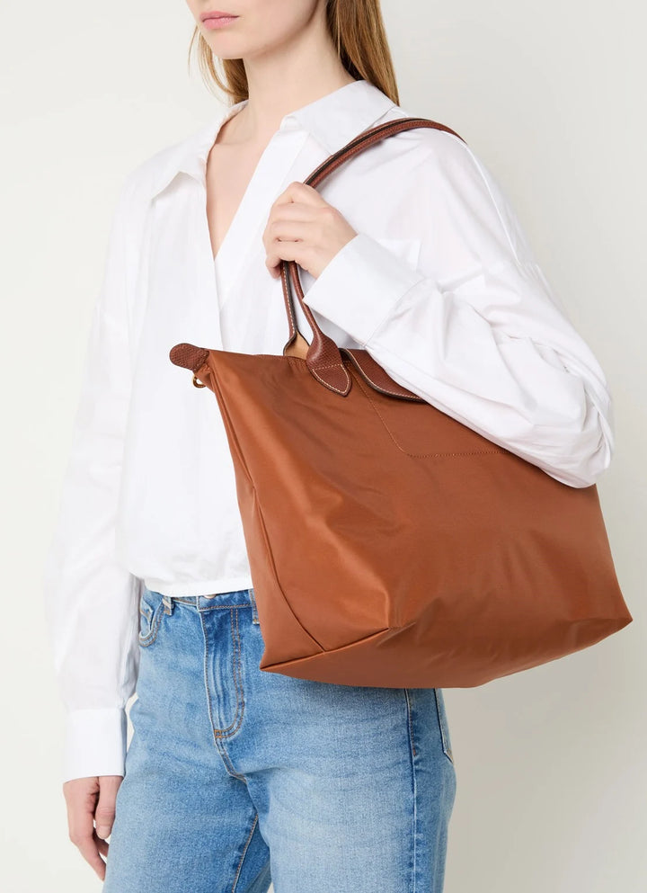 Longchamp Le Pliage Original schoudertas L met leren details