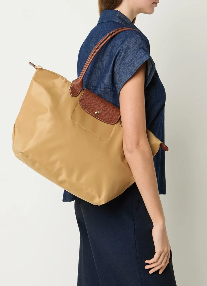 Longchamp Le Pliage Original schoudertas L met leren details